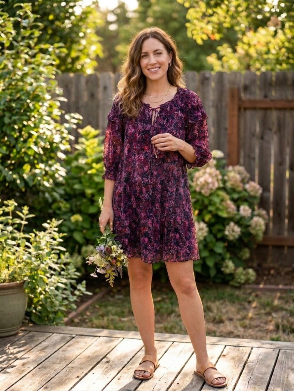 Gilner Farrar Baby Doll Mini Dress in Midnight Floral Size XS